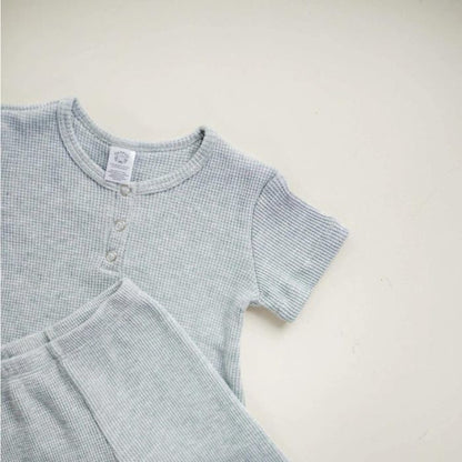 Organic Toddler Waffle Top - Light Gray