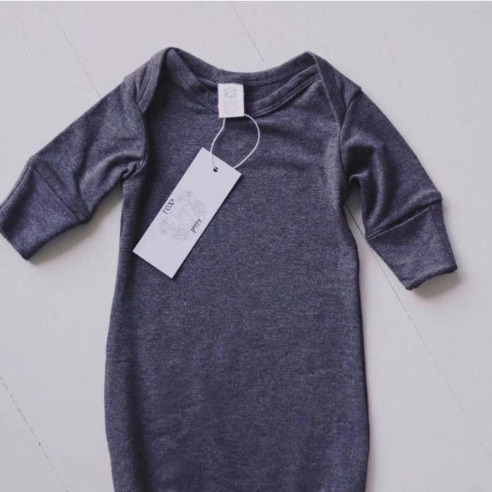 Knotted Baby Sleep Gown - Charcoal