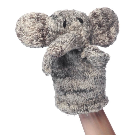 Organic Wool Knit Hand Puppet - Elliot the Elephant