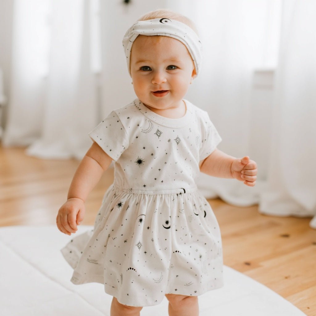 Short Sleeve Twirl Dress - Celestial