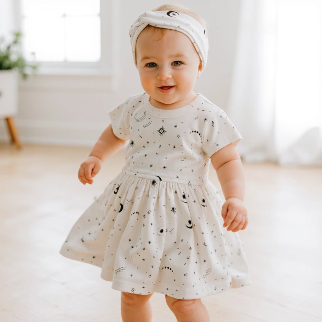 Short Sleeve Twirl Dress - Celestial