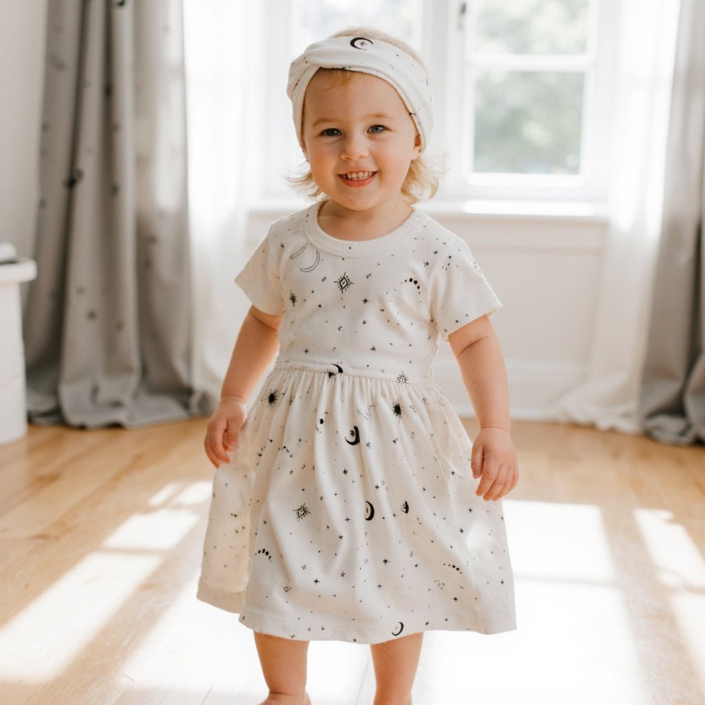 Short Sleeve Twirl Dress - Celestial