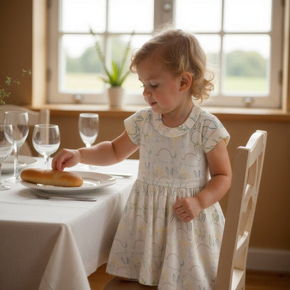 Organic Short Sleeve Twirl Dress - Bunnies