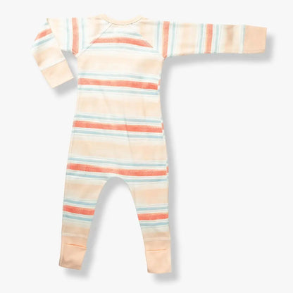 Organic Baby Zip Romper - Sunset Stripe