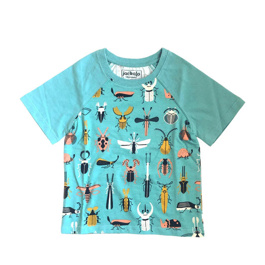 Kids Organic Frankie T-Shirt - Beetle Mania Print