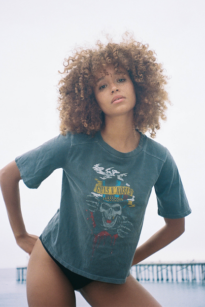Women's Organic Guns N Roses Top Hat Skull Tee