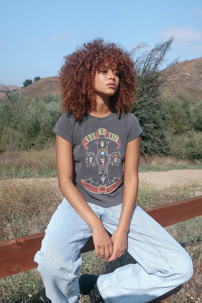 Women's Organic Guns N Roses Appetite For Destruction Shrunken Tee