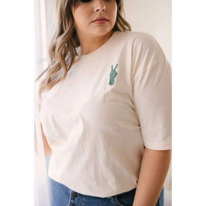 Organic Adults Good Vibes Embroidered Peace T-Shirt