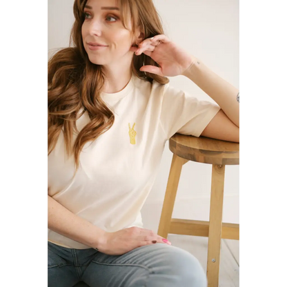 Organic Adults Good Vibes Embroidered Peace T-Shirt