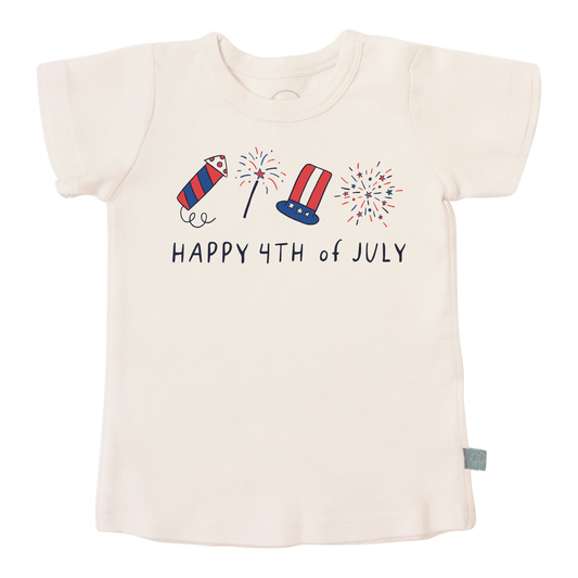 Organic Toddler Graphic Tee - Happy 4th of July Rocket