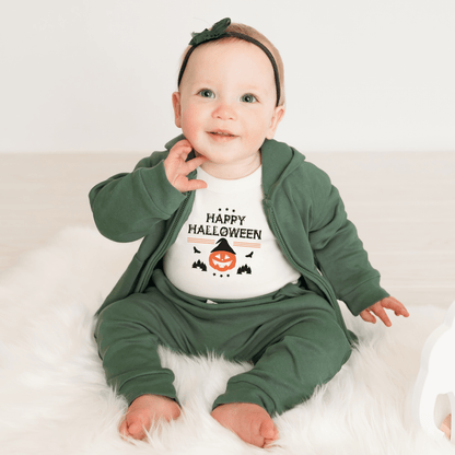 Organic Graphic Baby Bodysuit - Halloween Pumpkin