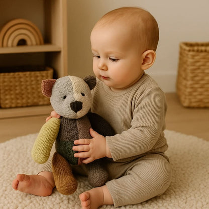 Wool Knit Buddy - Dee the Patchwork Bear