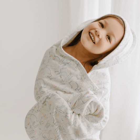 Organic Hooded Bath Towel - Bunnies
