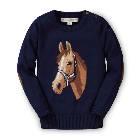 Baby Girl Horse Intarsia Pullover Sweater