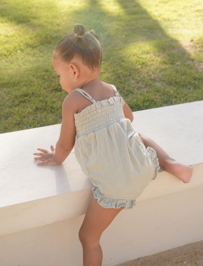 Gabrielle Organic Muslin Bouquet Toddler Romper - Sage