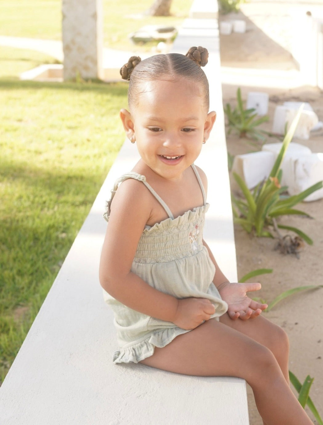 Gabrielle Organic Muslin Bouquet Toddler Romper - Sage