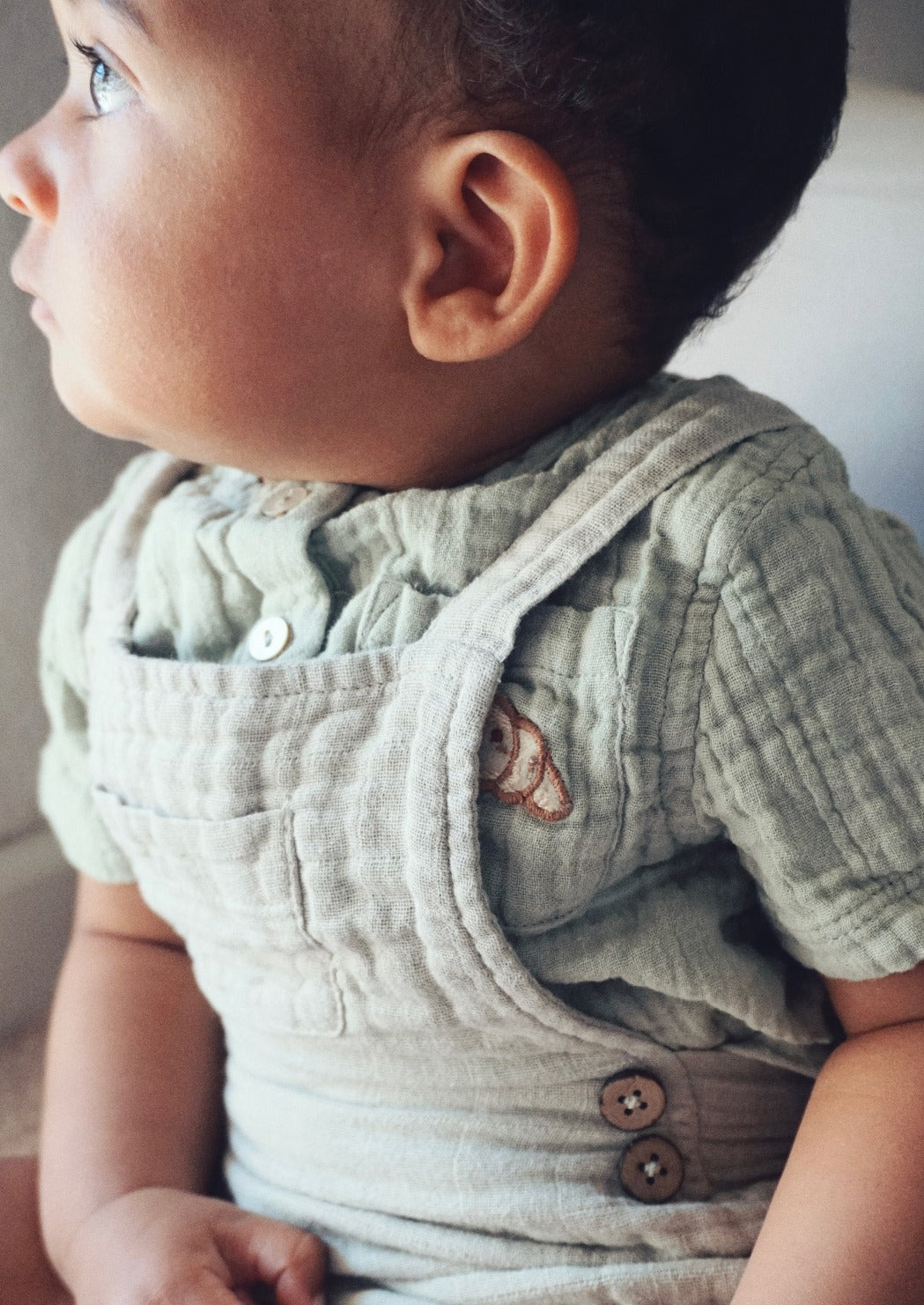 Cayden Organic Muslin Petit Croissant Set - Sage