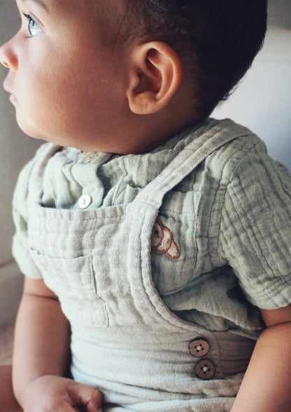 Cayden Organic Muslin Petit Croissant Set - Sage