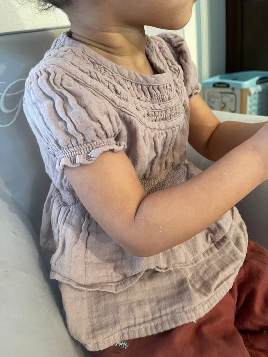 Willow Organic Muslin Layered Top - Raspberry Cream
