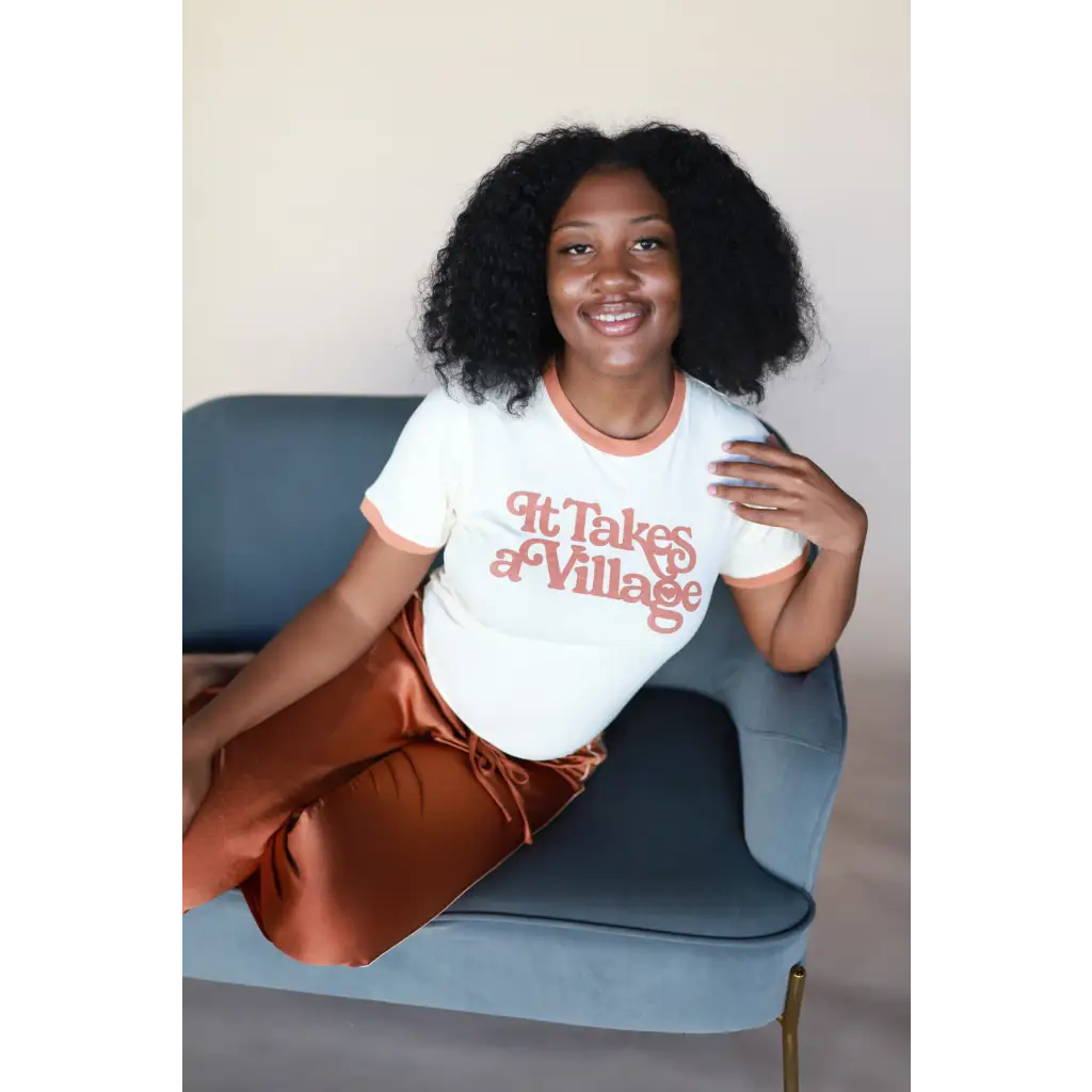 Organic Adult Retro Ringer Tee - It Takes a Village