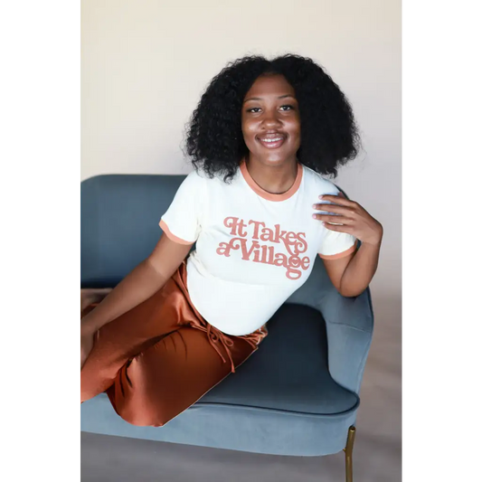 Organic Adult Retro Ringer Tee - It Takes a Village