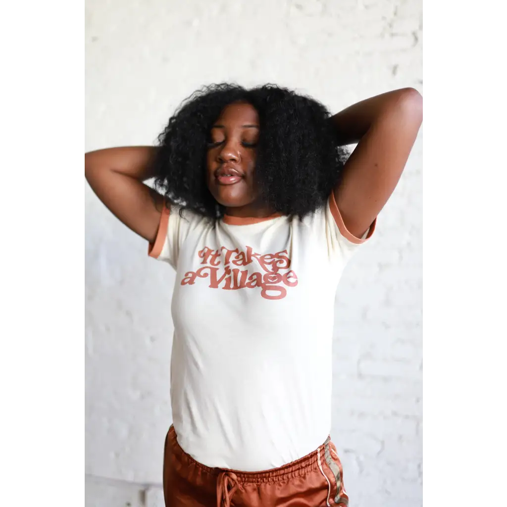 Organic Adult Retro Ringer Tee - It Takes a Village