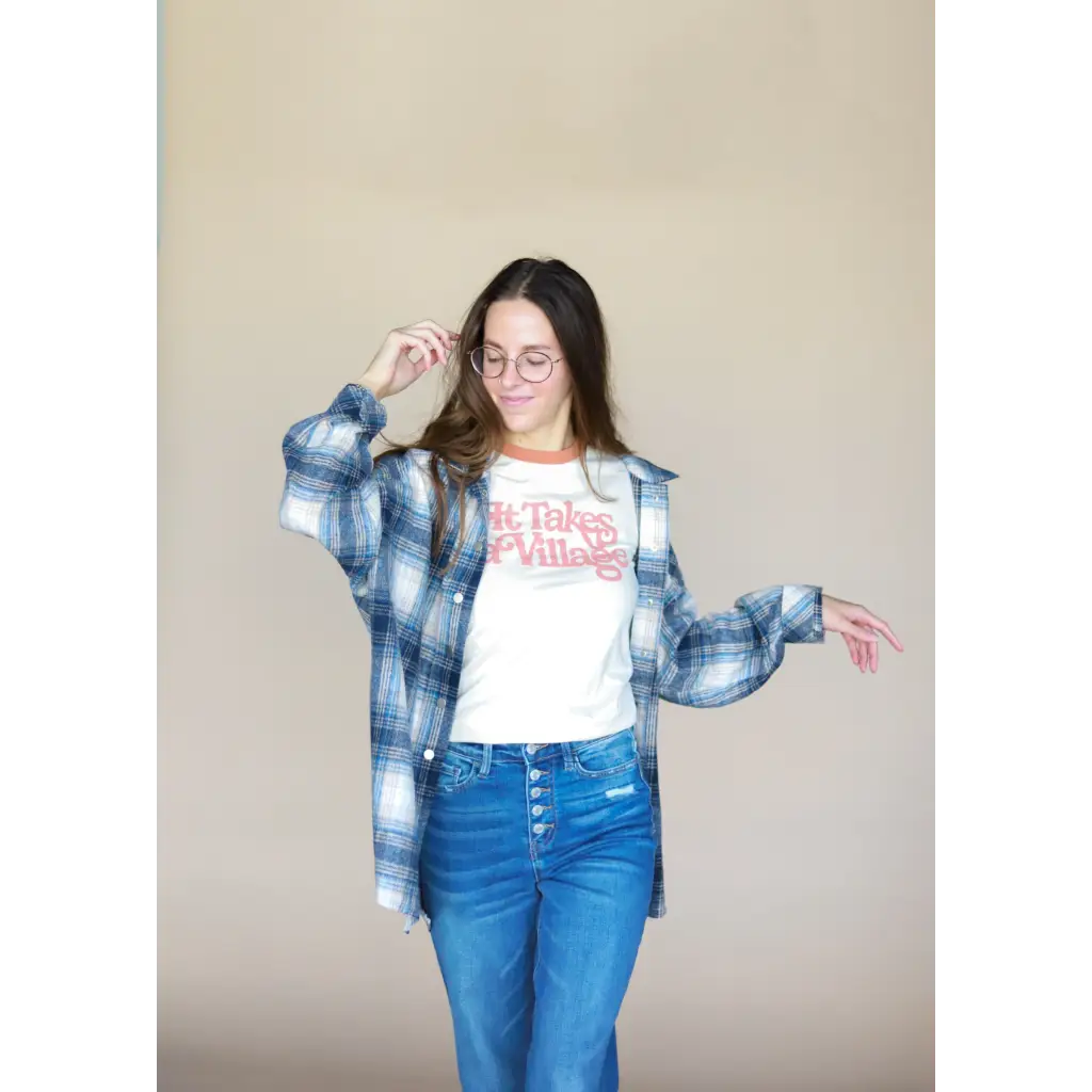 Organic Adult Retro Ringer Tee - It Takes a Village