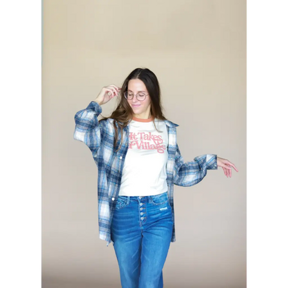 Organic Adult Retro Ringer Tee - It Takes a Village
