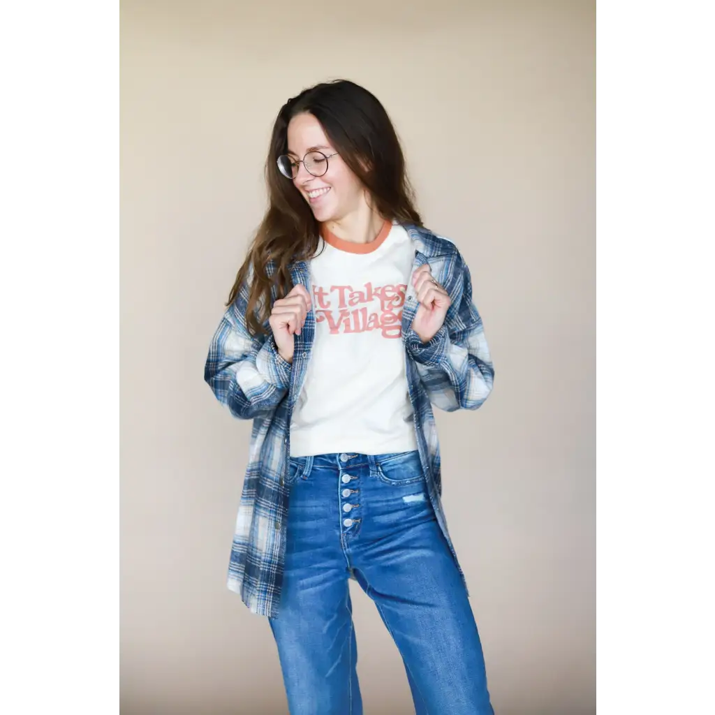 Organic Adult Retro Ringer Tee - It Takes a Village