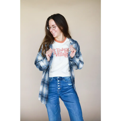 Organic Adult Retro Ringer Tee - It Takes a Village