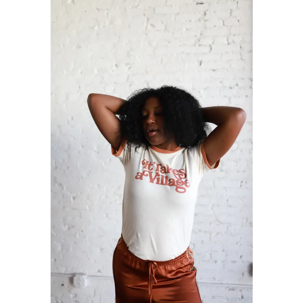 Organic Adult Retro Ringer Tee - It Takes a Village