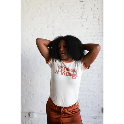 Organic Adult Retro Ringer Tee - It Takes a Village