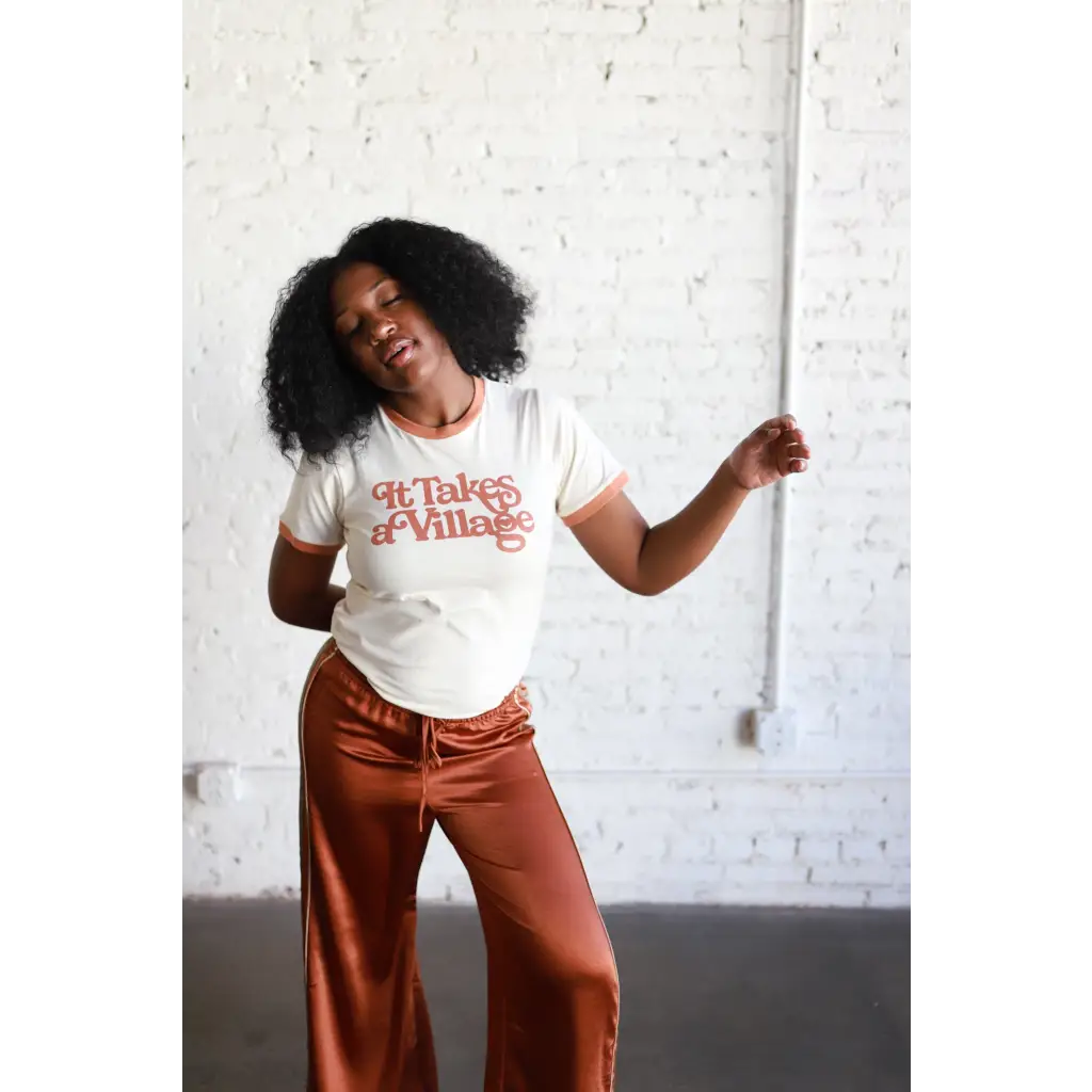 Organic Adult Retro Ringer Tee - It Takes a Village