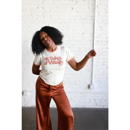 Organic Adult Retro Ringer Tee - It Takes a Village