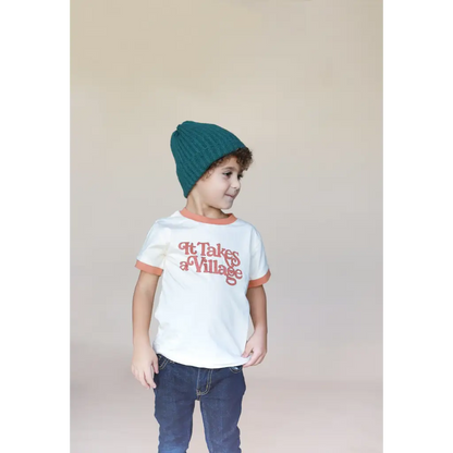 Organic Toddler & Kids Ringer T-Shirt - It Takes a Village