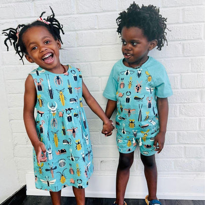 Girls Organic Jo Dress - Beetle Mania Print
