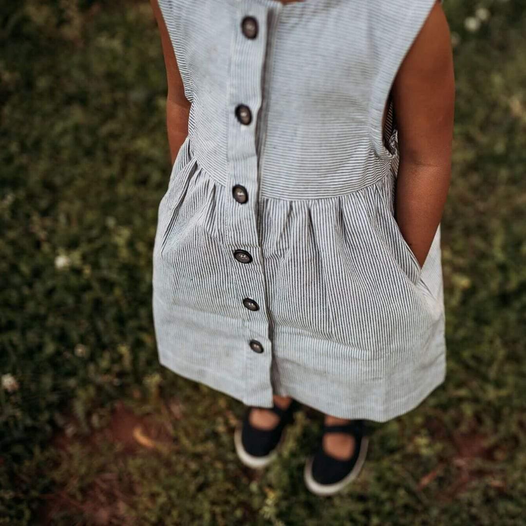 Organic Girls Jo Dress - Engineer Stripe