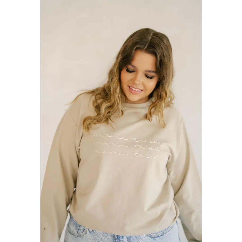 Organic Women's Embroidered Sweatshirt - Mama Tried