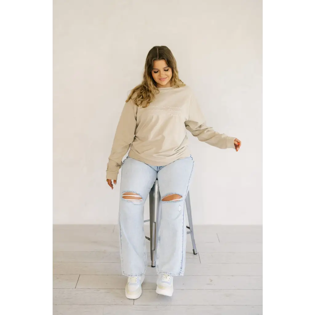Organic Women's Embroidered Sweatshirt - Mama Tried