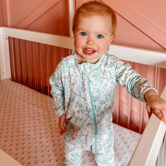 Organic Footed Baby Sleeper - Cherry Blossoms