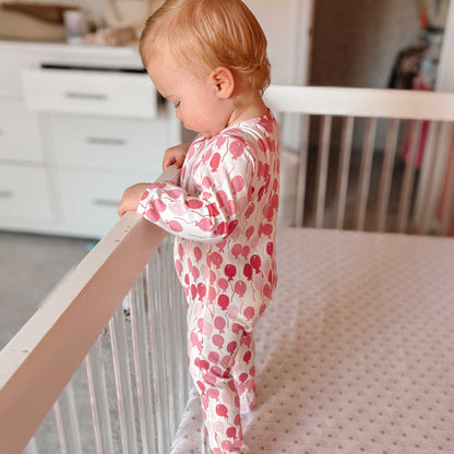 Organic Footed Baby Sleeper - Pink Balloons