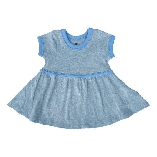 Organic Short Sleeve Twirl Dress - Periwinkle Colorblock