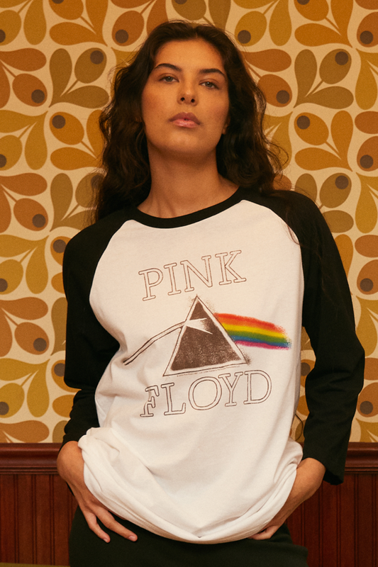 Adults Organic Pink Floyd Long Sleeve Baseball Tee