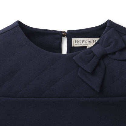 Girls Quilted Ponte Riding Dress - Navy