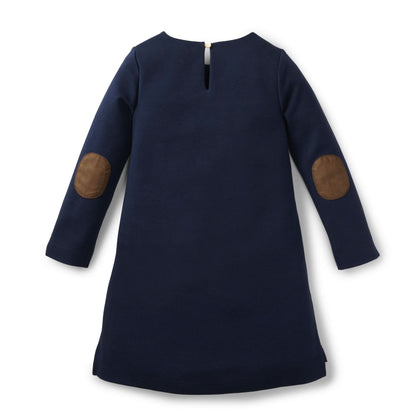 Girls Quilted Ponte Riding Dress - Navy