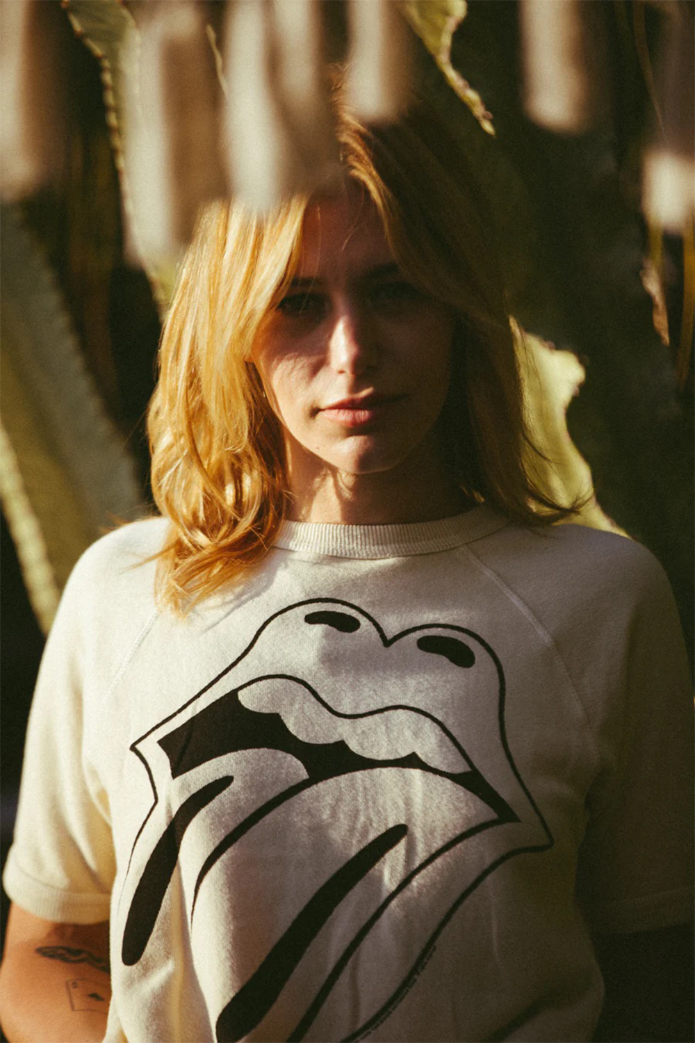 Women's Organic Rolling Stones Ivory Raglan Tee