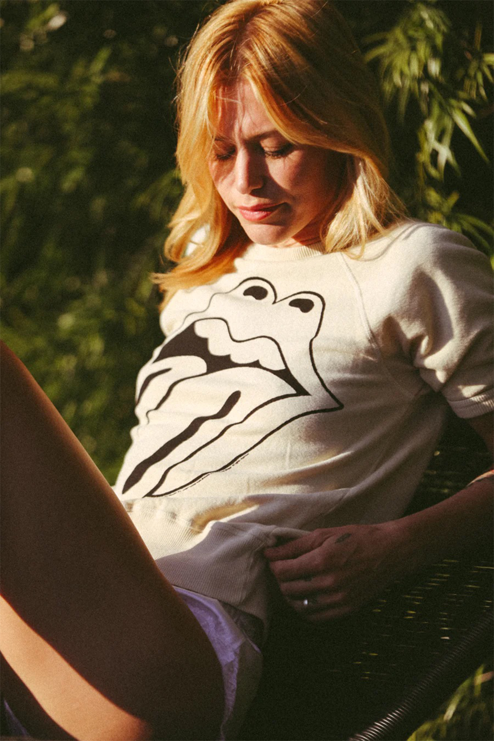 Women's Organic Rolling Stones Ivory Raglan Tee