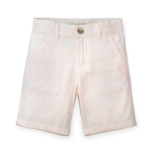 Baby Boy Organic Seersucker Short Pink