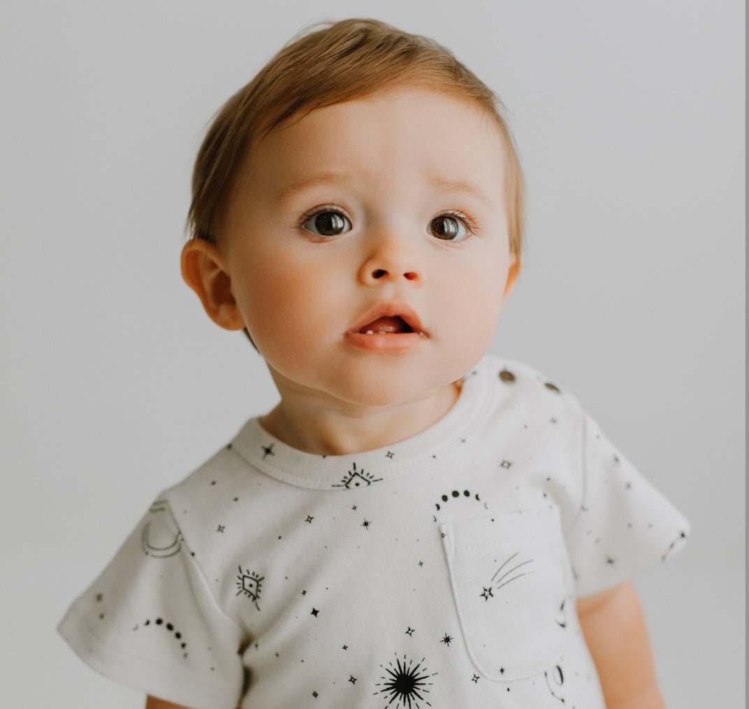 Short Sleeve Organic Baby Romper - Celestial