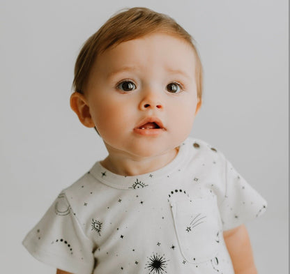 Short Sleeve Organic Baby Romper - Celestial